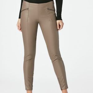 Tan leather skinny pants